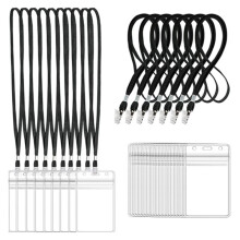 30PCS Waterproof Transparent Card Holder Metal Clip Rope ID Tag Storage Organizer Employee Pass Work Card Case Sleeve A