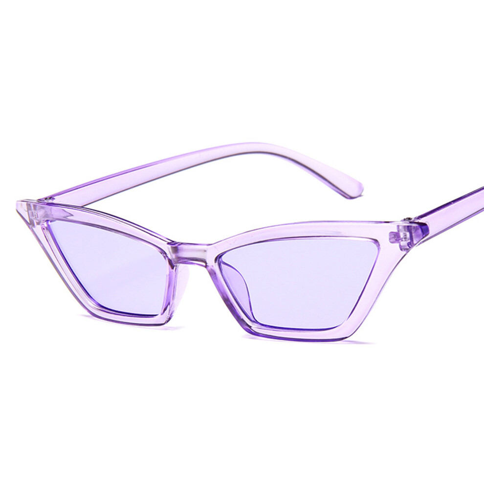 Dachuang Beauty (Purple-Transparent Frame Purple Sheet) Trendy Cat Eye Sunglasses For Women - Uv Protection