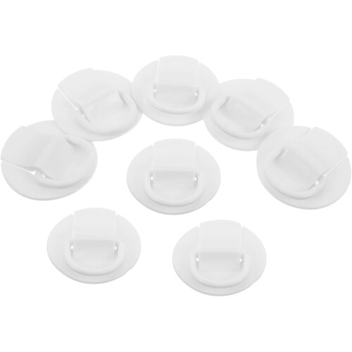 8pcs plástico branco D-anel patch amarrar anéis para baixo para paddleboards infláveis e caiaques