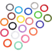 Anéis de primavera de metal coloridos de 24pcs Chaveiro Clip Anéis DIY Bolsa Fivelas Ferro Rondo Mosquinho Snap Ganchos