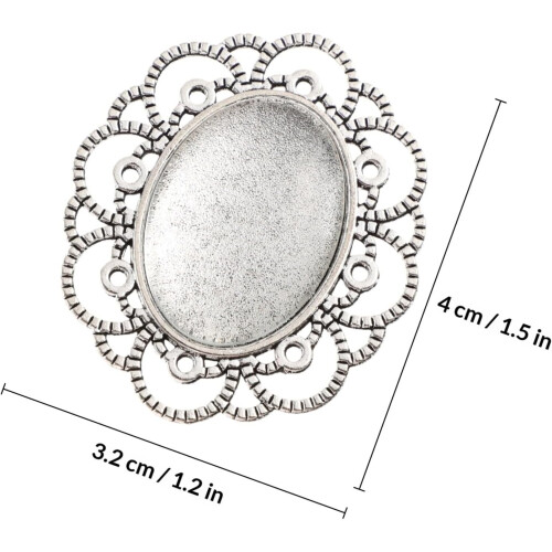30pcs liga broche base biselas conjunto com acabamento prata Vintage e 30 cúpulas de vidro 1