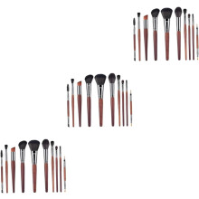 30pcs escova de maquiagem alça de madeira nylon cerdas cosméticos pó blush kit
