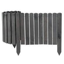 4 x Wooden roll fence, grey, 40 x 200 cm, flower bed edging for flower beds and lawn borders I Flexible flower bed edging for paths