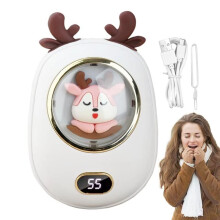 USB Hand Warmer 2 in 1 Cute Deer Electric Hand Warmer and Phone Charger Digital Display Portable USB Hand Warmer Cycling