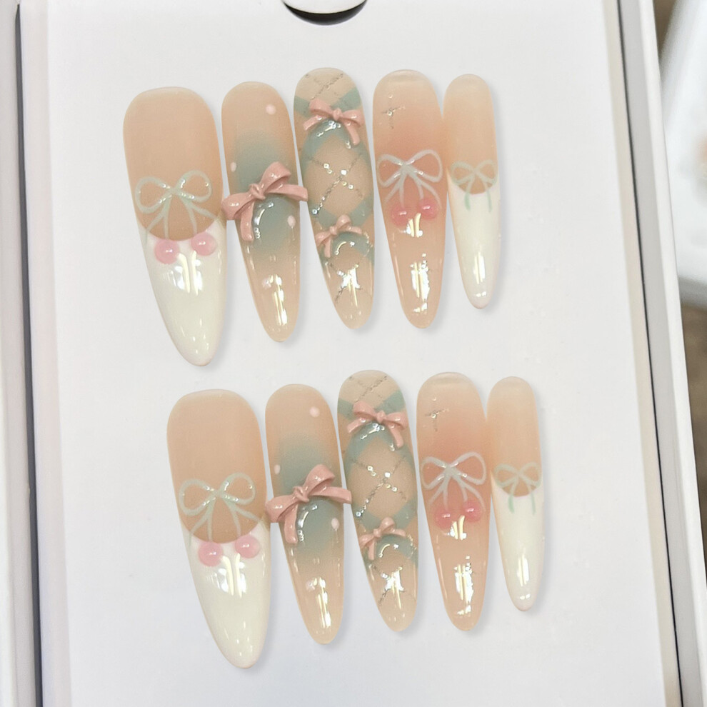 Bright-Home (945 Slim Dog) Gentle Nude Long Fake Nails With French Tip Reusable Long Lasting Press On Nails For Professional Nail Art Salon Supply