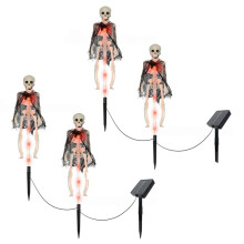 4PC Solar Halloween Skeleton Lights Pathway Stakes Outdoor Garden Yard Decor LED