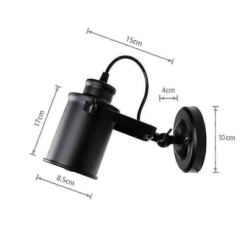 Indoor Retro Iron Wall Lamp, e27 Adjustable Black [Energy Class E]