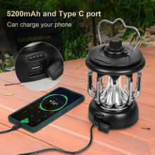 Led Retro USB Rechargeable Camping Lantern Dimmable Warm White Light
