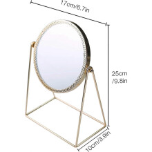Single Sided Makeup Mirror Metal Table Mirror Vintage Mirror 360 Degree Rotation Round Mirror Rotati