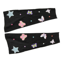 Women Y2K Girl Gothic Flared Hem Knee High Leg Warmer Cute Colorful Butterfly Patches Embroidery Leg Cover Long Socks Black