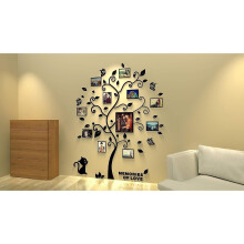 Photo Stickers Removable Wall Stickers 3D Acrylic Tree with Curved Branches and Photo Frames (Black