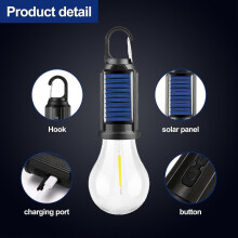 Solar Tent Lamp Portable Led Tent Lights, Hook Hurricane Emergency Led Camping Light Bulb, Usb Recha