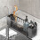 Kitchen Sink Organizer Rack - Plastic Self-Draining Shelf for Soap, Sponge, Dishcloth, Towel, with Filter Basket B 4