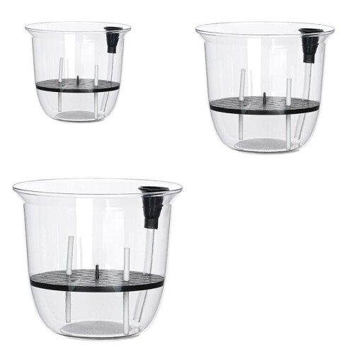 Conjunto de 3 Vasos de Plantas de 6/5/4 Polegadas, Vasos Autoirrigáveis com Reservatório e Corda de Algodão Absorvente.