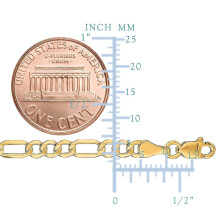 14k Yellow Gold Hollow Figaro Chain Bracelet, 3.5mm, 7.5"