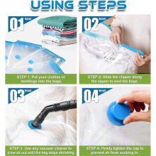 6 Pieces Vacuum Storage Bags 2L100X80 +2M 80X60 + 2S 60X40Cm (Hand Rolled Compression) Travel Vacuum