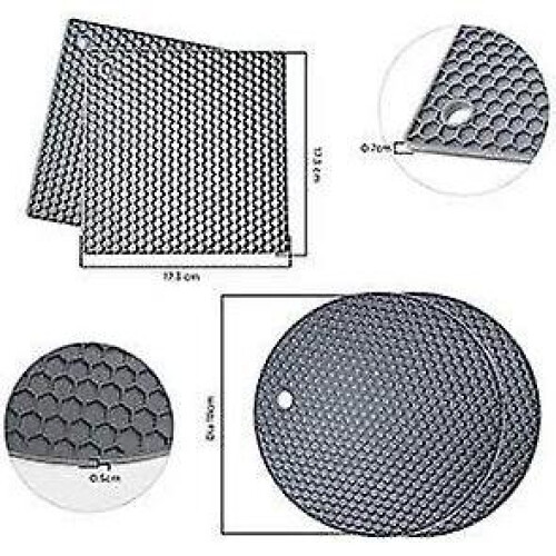 Set of 4 Silicone Trivets - Light Gray