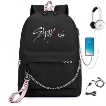 (Lightning blue, All yards) StrayKids Seungmin Inspired USB Rechargeable Laptop Backpack Travel Casual Bag Multi-Purpose