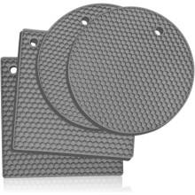 Set of 4 Silicone Trivets - Light Gray
