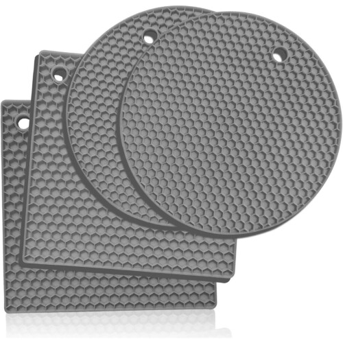 Set of 4 Silicone Trivets - Light Gray
