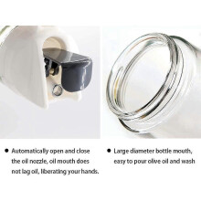 Auto Flip Olive Oil Glass Bottle,630ML Oil Bottle Dispenser Vinegar Glass Jug