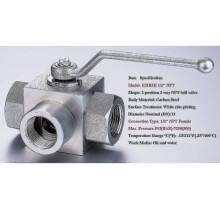 High pressure three-way ball valve 1/2 inch female thread hydraulic ball valve L hole Khb3k type