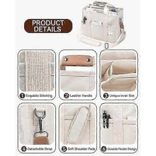 Women'S Multi-Pocket Canvas Tote Bag