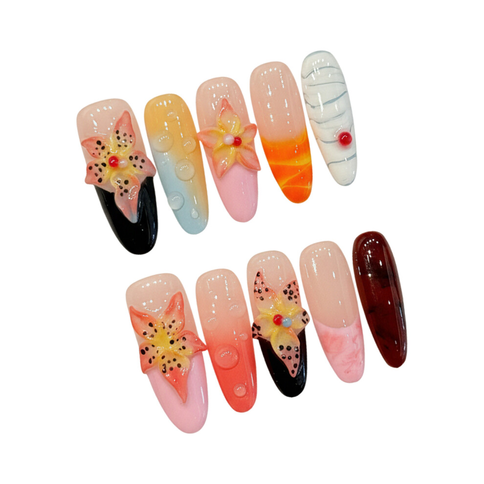 Reach-Tools (Xs) 3D Floral Glitter Press On Nails - 10Pcs