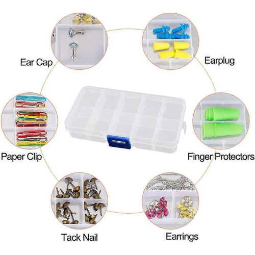 2 Pcs Clear Plastic 10 Sections Press Buckle Tablet Box Holder 1