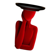 Minimalists Resin Lady Figurine Key Storage Tray Decorative Entry Table Organizers for Small Items Home Essential Red