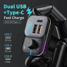 Bluetooth 5.0 FM Transmitter Handsfree Car Radio Modulator MP3 Player for Car