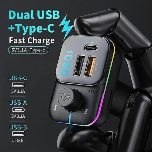 Bluetooth 5.0 FM Transmitter Handsfree Car Radio Modulator MP3 Player for Car
