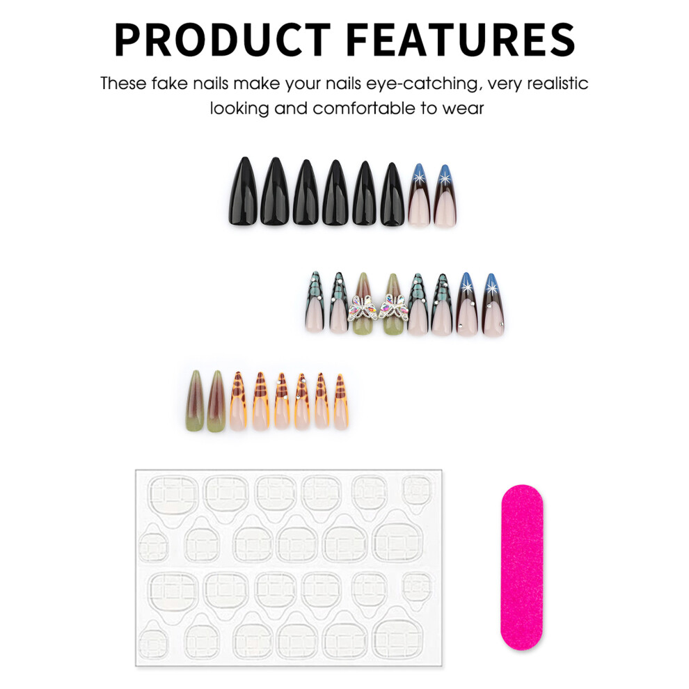 Reach-Tools Rhinestone Fake Nails - Chip & Smudge Proof