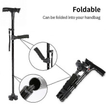 Collapsible Walking Cane with LED Light and Alarm for Seniors