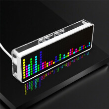Display de Som LED com Espectro Musical, Relógio Eletrônico, Luz RGB, Captador de Espectro Colorido, Indicador de Nível de Lâmpada Atmosférica