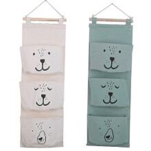 Hanging Organizer, Cotton Wall Mounted Wardrobe, Wall Pockets Wall Mounted Organizer with 3 Pockets