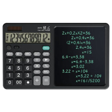 Calculator Writing Tablet with Stylus 12 Digits Desktop Scientific Calculators Doodle Drawing Memo Erasable Pad Black