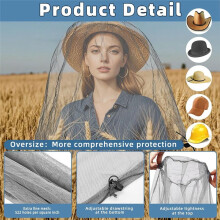 2 Pack Large Mosquito Net 99 X 66CM Mosquito Net Oversized Insect Netting Bug Fits Most Hats for Gardening Grey