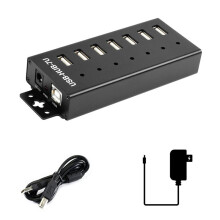 Industrial USB HUB 7-CH USB 2.0 Expansion HUB Adapter for Win11/10/8 Linux with 5V Power Adapter US Plug