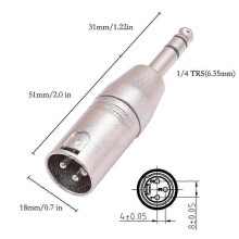 Male 1/4-inch 6.35mm to Male 3-Pins XLR Audio Adapter Stereo Jack Connector 25-26