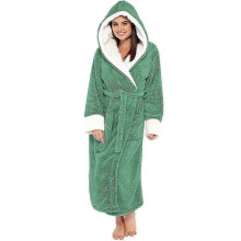 Fleece Bathrobe Women Soft Dressing Gown Hooded Fluffy Towling Bath Robe - JA 25-26