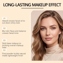 Zephoco Setting Powder Foundation Deep Skin Tone Oil Control Long-Lasting Matte Velvet Finish 12g