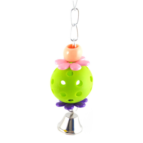 (Green) Parrot Toy Egg Bell Ball, Safe Cage Accessory