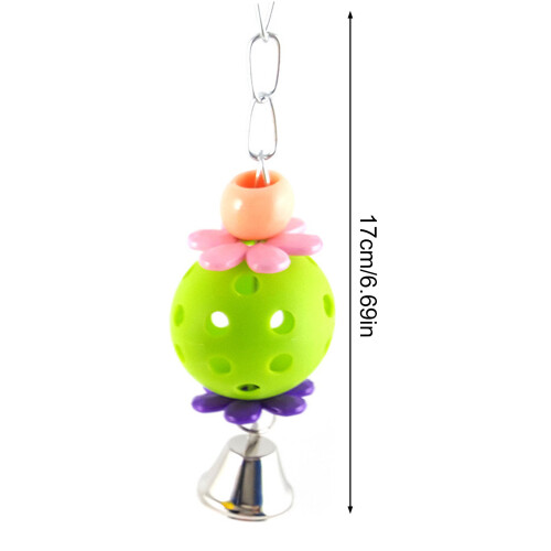 (Green) Parrot Toy Egg Bell Ball, Safe Cage Accessory 1