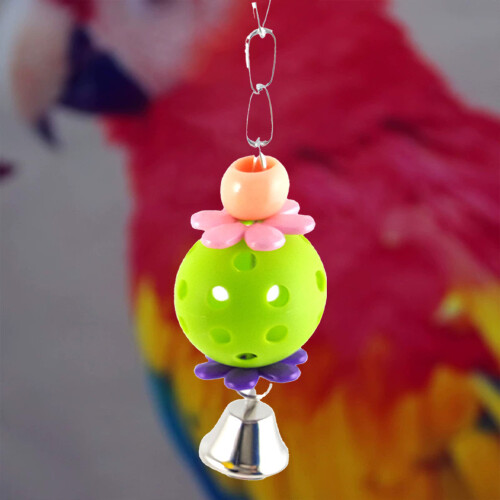 (Green) Parrot Toy Egg Bell Ball, Safe Cage Accessory 2