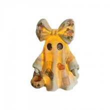 DOWMOO Vintage Patchwork Ghost Lamp Soft Warm Glow Fabric Stitched Decor for Cozy Room