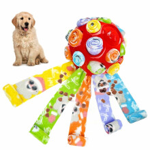(Green-2) Sniffing Ball Dog Toy, Interactive Puzzle Feeder for Slow Feeding and Foraging, Durable Plastic with Colorful Felt Strips, All Breeds