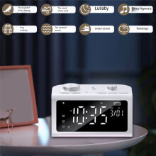 Multifunctionele Witte Ruis Slaapinstrument Wekker Luidspreker FM Wake- Kleurrijke Nachtlamp Zwart