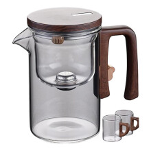 Wassertrennung Innenbehälter Teekanne ein-Klick-Magnetschalter Teetrennung Filtration Glasteekanne Holzgriff Tee