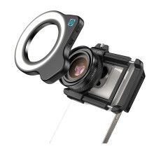 APEXEL 10-20x Zoom Macro Lens HD Micro-Type Telefooncamera Lenzen met LED-Invullicht voor Smartphones Wimper Macro